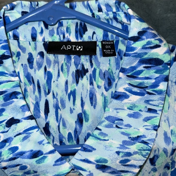 Apt 9 blue green and white button down size 0X - Picture 3 of 6